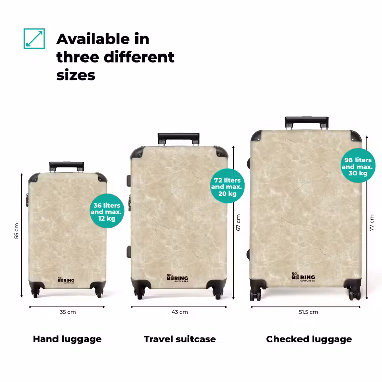 Lichtbeige - Marmer - Diffusie adering NBS - Handbagage koffer - Volwassenen Unisex middel zzzzzzVergelijking_3EN