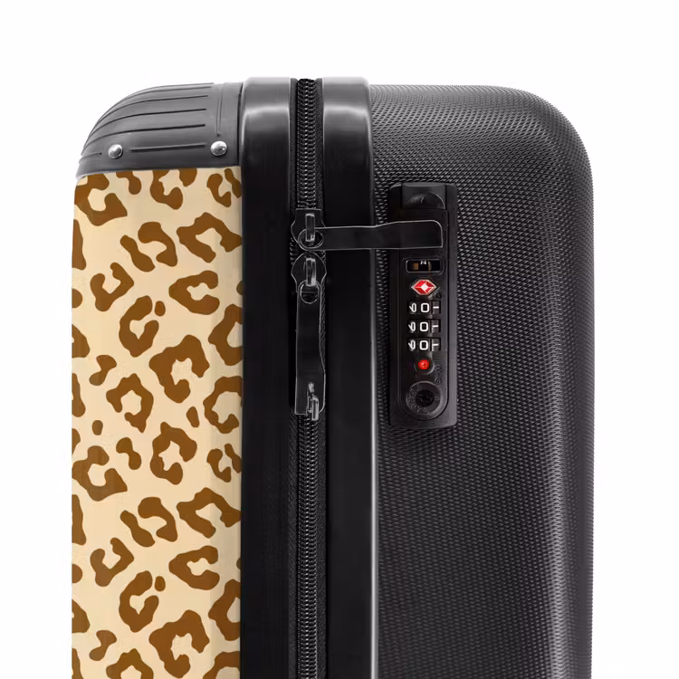 Lichtbruin luipaardpatroon NBS - Handbagage koffer - Volwassenen Unisex middel -slot