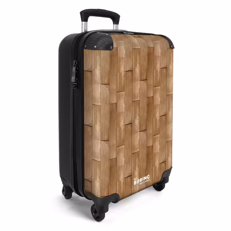 Lichtbruine houten planktextuur NBS - Handbagage koffer - Volwassenen Unisex middel -productfoto_3d
