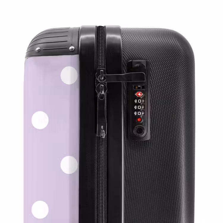 Lichtpaarse achtergrond met witte stippen NBS - Handbagage koffer - Unisex middel -slot