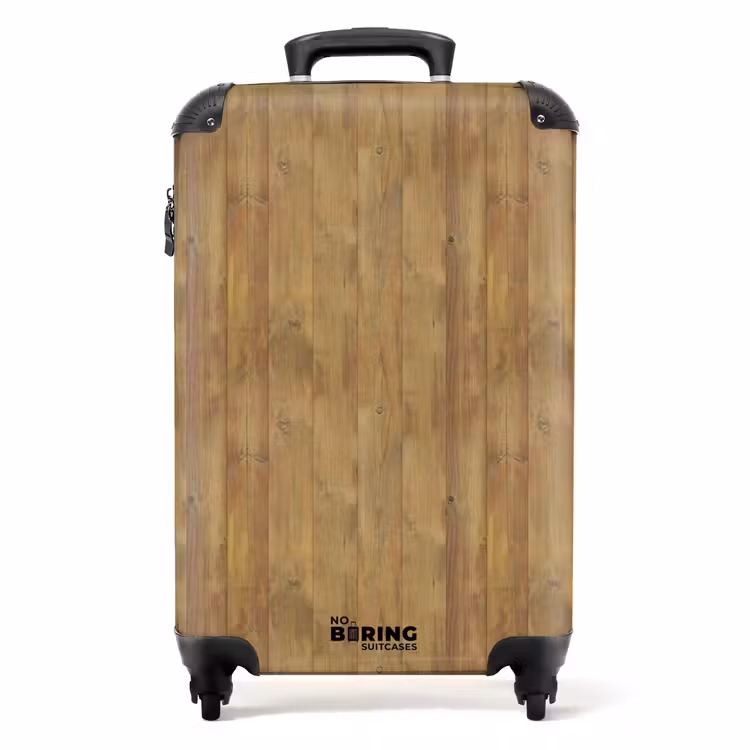 Lichtgele houten planken met rode accenten en noesten NBS - Handbagage koffer - Volwassenen Unisex middel -productfoto_recht