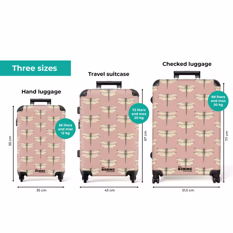 Lillibellen - Patroon - Roze NBS - Handbagage koffer - Volwassenen Unisex middel zzzzzzVergelijking_3EN