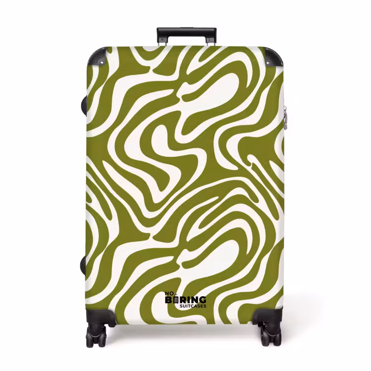 Lijnpatroon - Groen - Organisch NBS - Handbagage koffer - Volwassenen Unisex middel -productfoto_recht