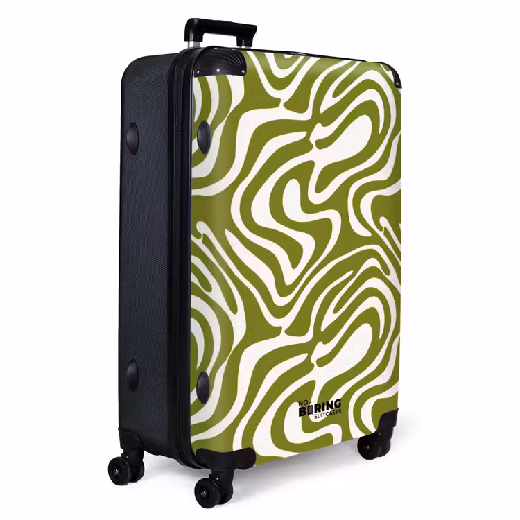 Lijnpatroon - Groen - Organisch NBS - Handbagage koffer - Volwassenen Unisex middel -productfoto_3d