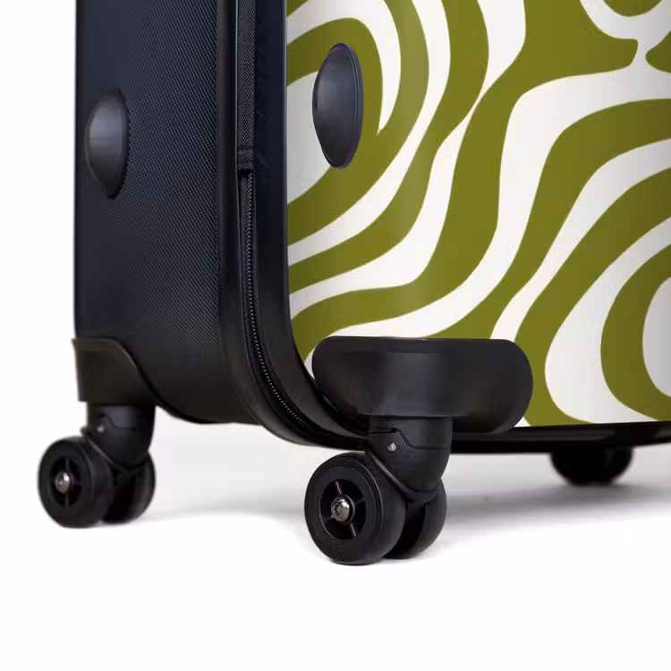 Lijnpatroon - Groen - Organisch NBS - Handbagage koffer - Volwassenen Unisex middel -achterkant
