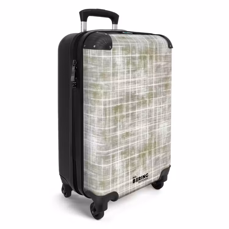 Linnen - Patroon - Groen NBS - Handbagage koffer - Volwassenen Unisex middel -productfoto_3d