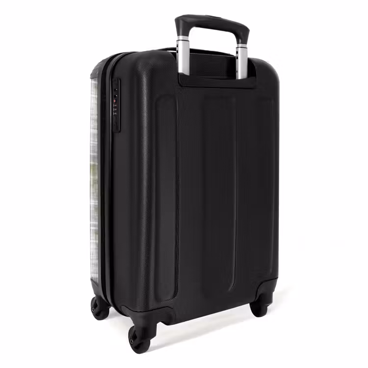 Linnen - Patroon - Groen NBS - Handbagage koffer - Volwassenen Unisex middel -achterkant