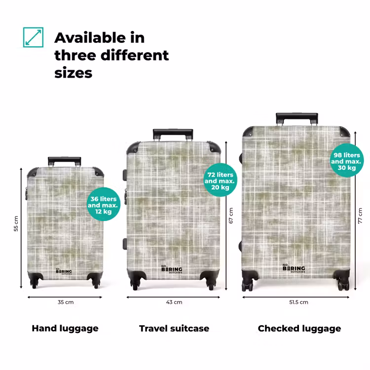Linnen - Patroon - Groen NBS - Handbagage koffer - Volwassenen Unisex middel zzzzzzVergelijking_3EN