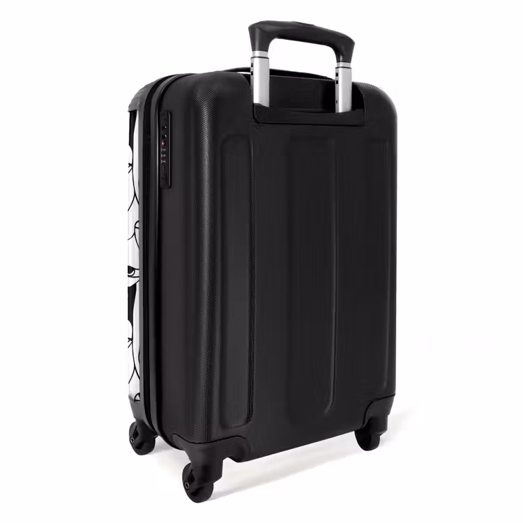 Lijnen - Gezichten - Zwart - Wit NBS - Handbagage koffer - Volwassenen Unisex middel -achterkant