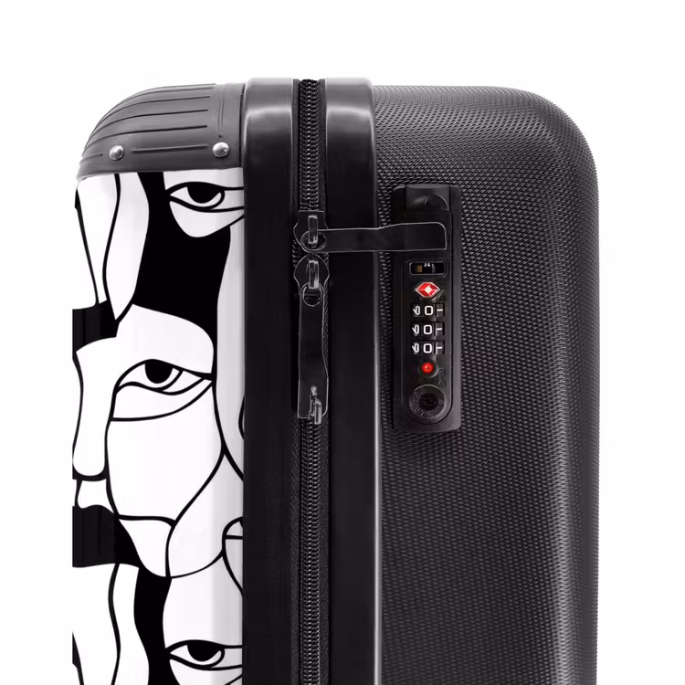 Lijnen - Gezichten - Zwart - Wit NBS - Handbagage koffer - Volwassenen Unisex middel -slot