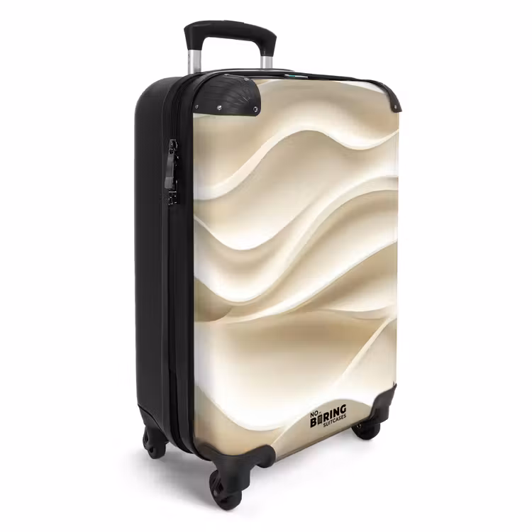 Lijnen - Golvend - Crème NBS - Handbagage koffer - Volwassenen Unisex middel -productfoto_3d