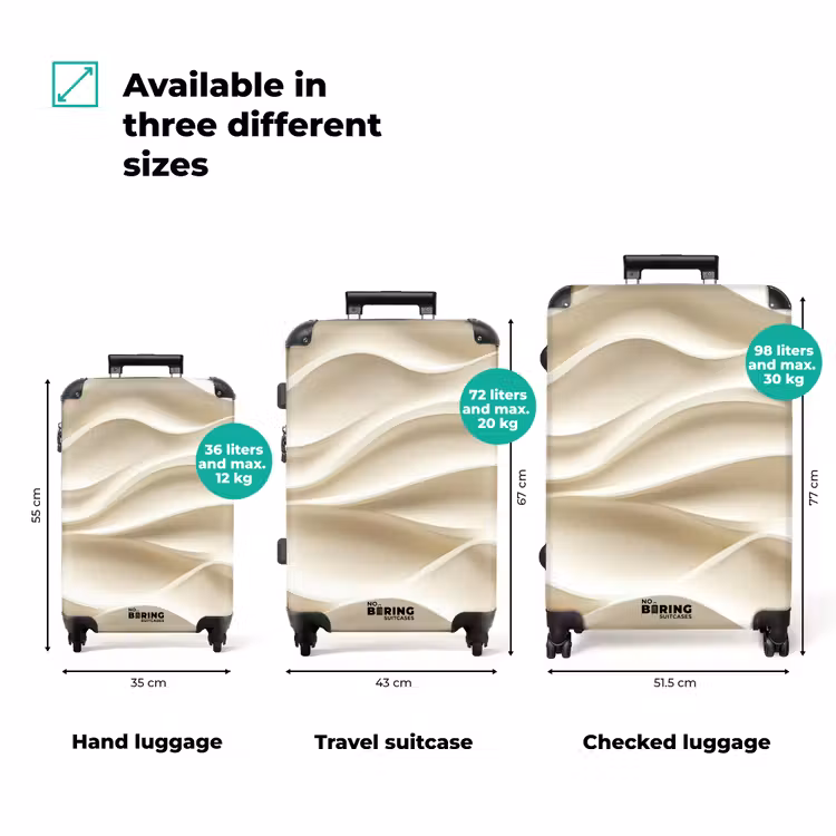 Lijnen - Golvend - Crème NBS - Handbagage koffer - Volwassenen Unisex middel zzzzzzVergelijking_3EN