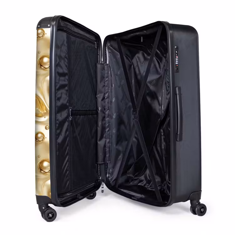 Vloeibaar - Druppels - Goud NBS - Handbagage koffer - Volwassenen Unisex middel -wiel