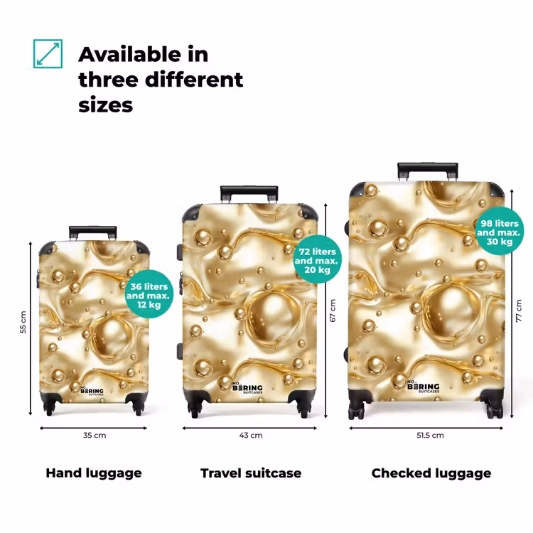Vloeibaar - Druppels - Goud NBS - Handbagage koffer - Volwassenen Unisex middel zzzzzzVergelijking_3EN