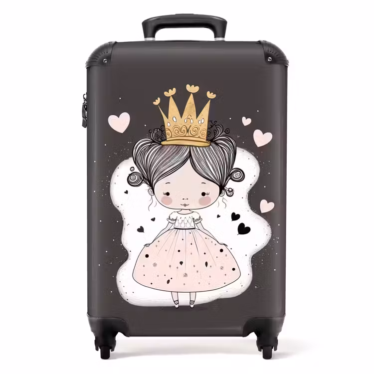 Kleine prinses op zwarte achtergrond NBS - Handbagage koffer - Unisex middel -productfoto_recht