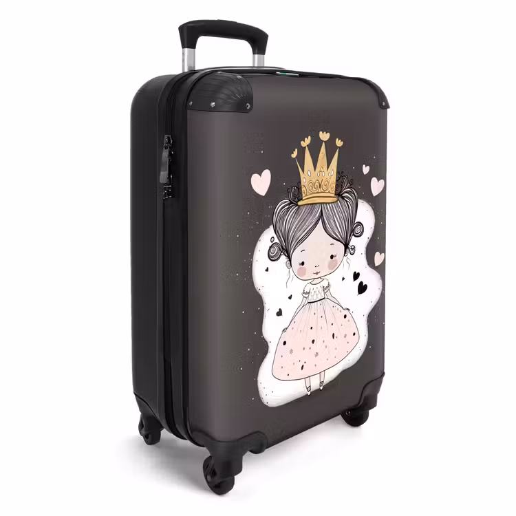 Kleine prinses op zwarte achtergrond NBS - Handbagage koffer - Unisex middel -productfoto_3d