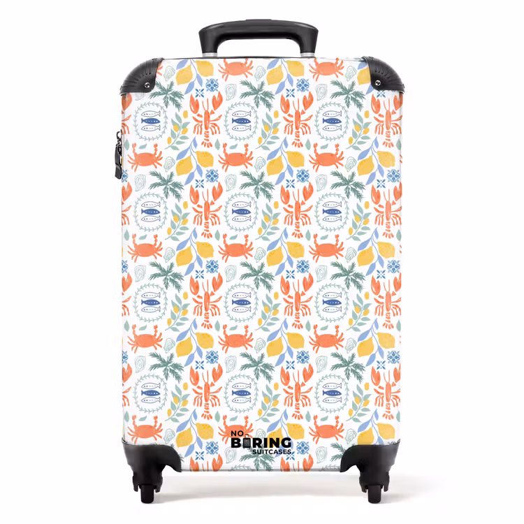 Kreeft en citroen patroon kleurrijk NBS - Handbagage koffer - Volwassenen Unisex middel -productfoto_recht