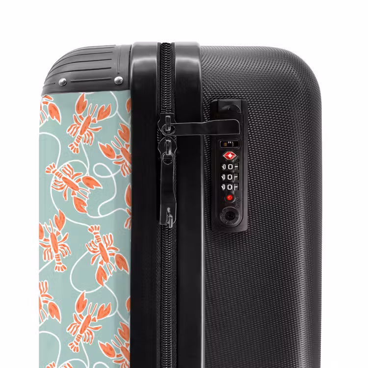 Kreeft print groen NBS - Handbagage koffer - Volwassenen Unisex middel -slot