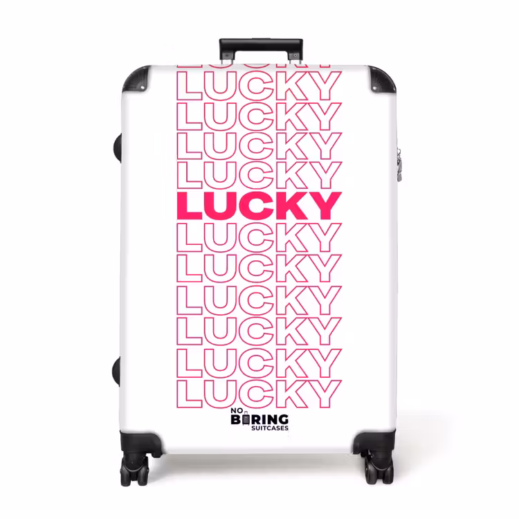 Lucky - Roze - Patroon NBS - Handbagage koffer - Volwassenen Unisex middel -productfoto_recht