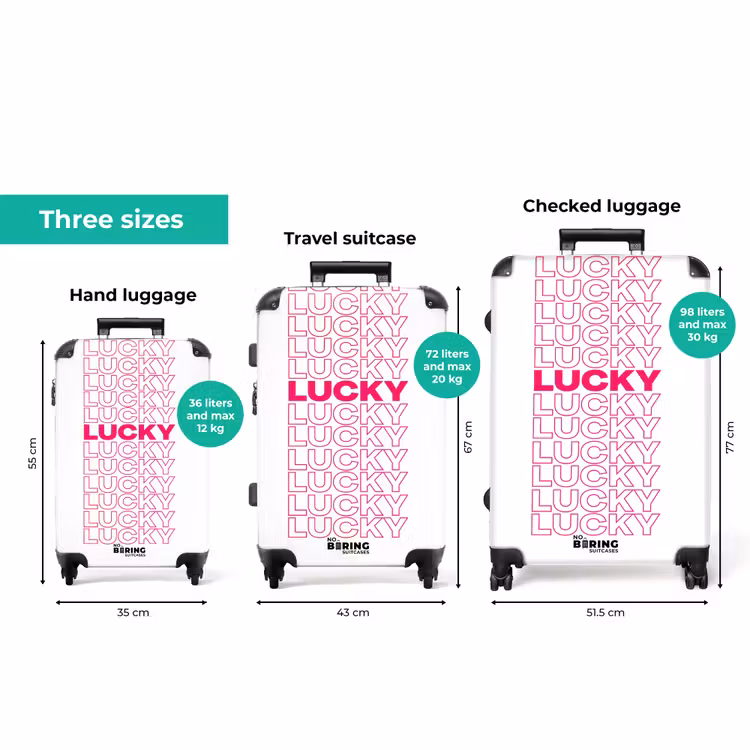 Lucky - Roze - Patroon NBS - Handbagage koffer - Volwassenen Unisex middel zzzzzzVergelijking_3EN