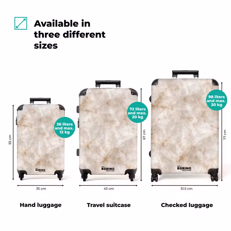 Marmer - Patroon - Klassiek NBS - Handbagage koffer - Volwassenen Unisex middel zzzzzzVergelijking_3EN