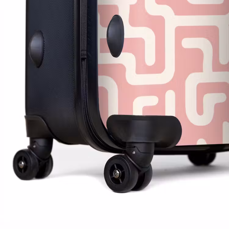 Doolhofpatroon - Roze - Wit - Abstract NBS - Handbagage koffer - Volwassenen Unisex middel -achterkant