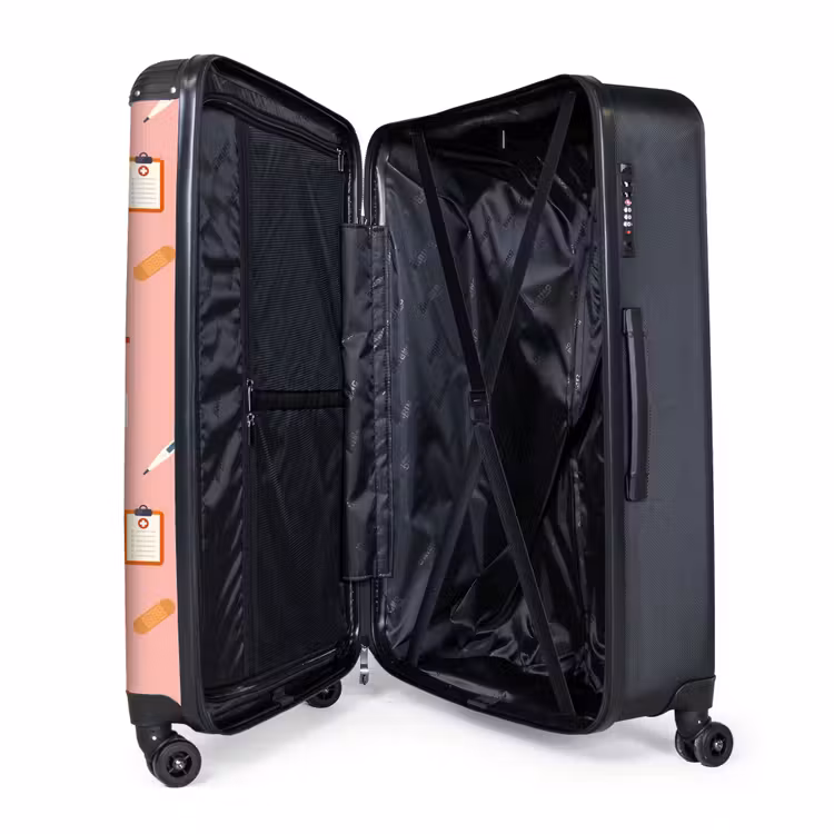 Medische symbolen op roze achtergrond NBS - Large koffer - Volwassenen Unisex groot -product5