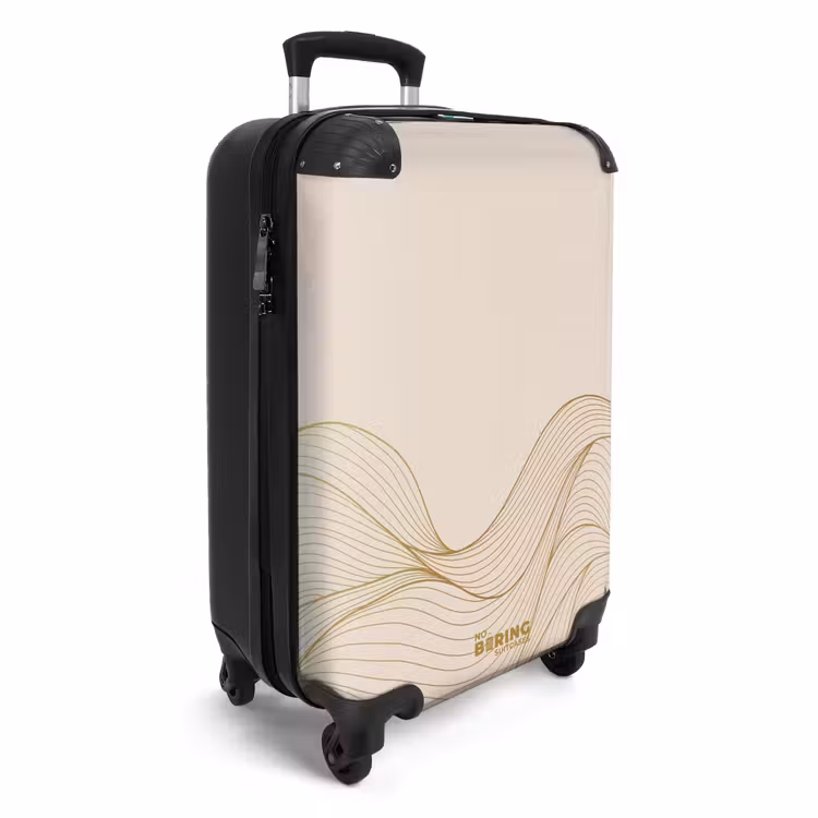 Minimal - Beige met gouden golven NBS - Handbagage koffer - Unisex middel -productfoto_3d