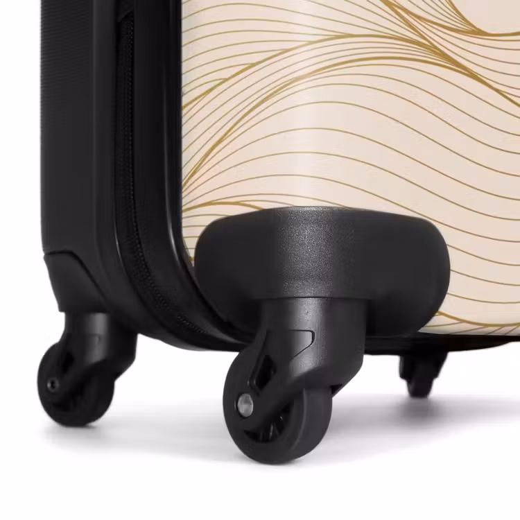 Minimal - Beige met gouden golven NBS - Handbagage koffer - Unisex middel -wiel