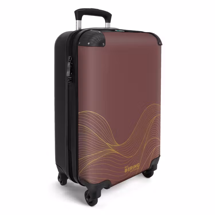 Minimal - Kastanjebruin met gouden golven NBS - Handbagage koffer - Unisex middel -productfoto_3d