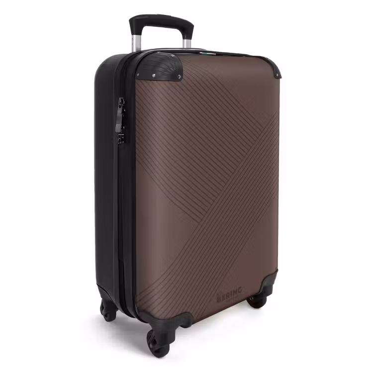 Minimal - Kruisende lijnen op donkerbruin NBS - Handbagage koffer - Unisex middel -productfoto_3d