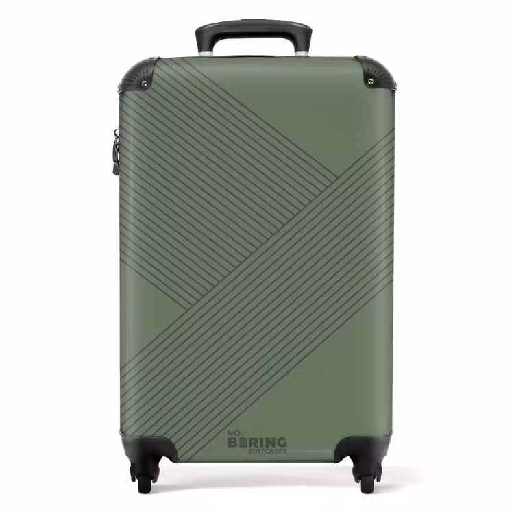 Minimal - Kruisende lijnen op Grijsgroen NBS - Handbagage koffer - Unisex middel -productfoto_recht