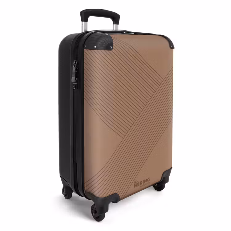 Minimal - Kruisende lijnen op warm bruin NBS - Handbagage koffer - Unisex middel -productfoto_3d