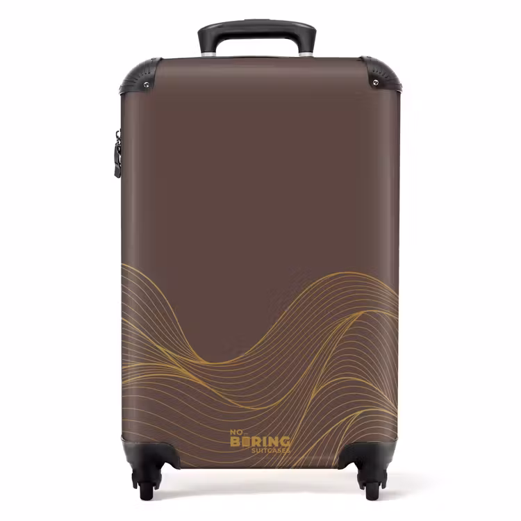 Minimal - Donkerbruin met gouden golven NBS - Handbagage koffer - Unisex middel -productfoto_recht