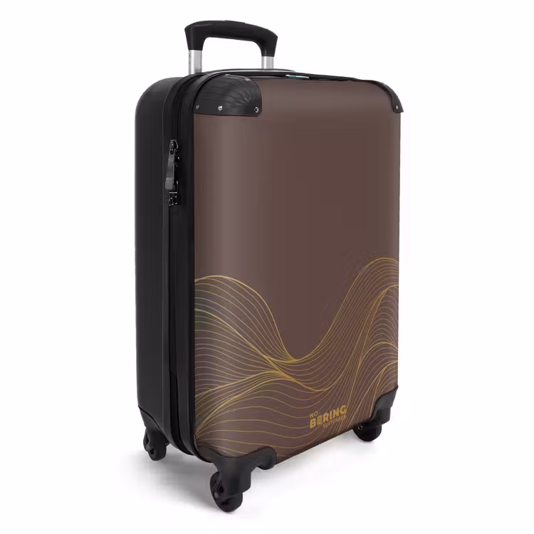 Minimal - Donkerbruin met gouden golven NBS - Handbagage koffer - Unisex middel -productfoto_3d