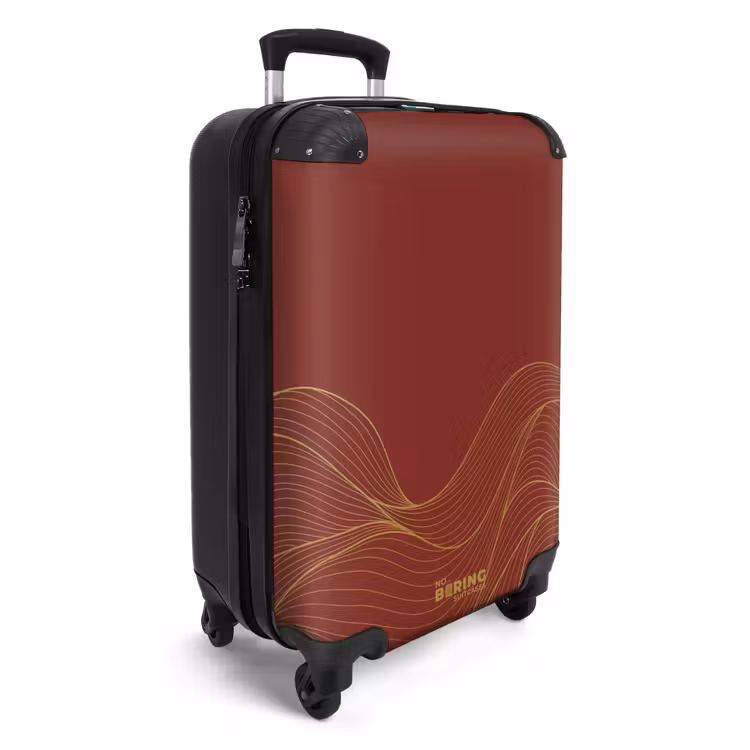 Minimal - Donkerrood met gouden golven NBS - Handbagage koffer - Unisex middel -productfoto_3d