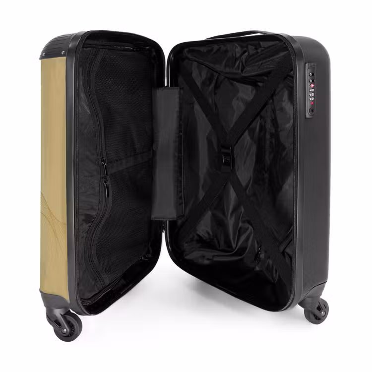 Minimal - Goudbruin met gouden golven NBS - Handbagage koffer - Unisex middel -binnenkant