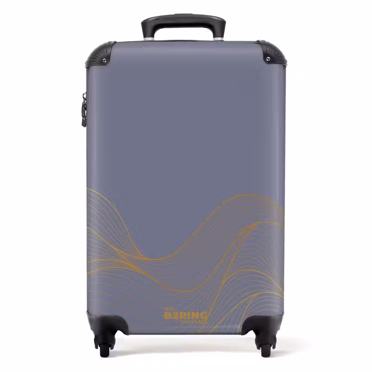 Minimal - Grijsblauw met gouden golven NBS - Handbagage koffer - Unisex middel -productfoto_recht