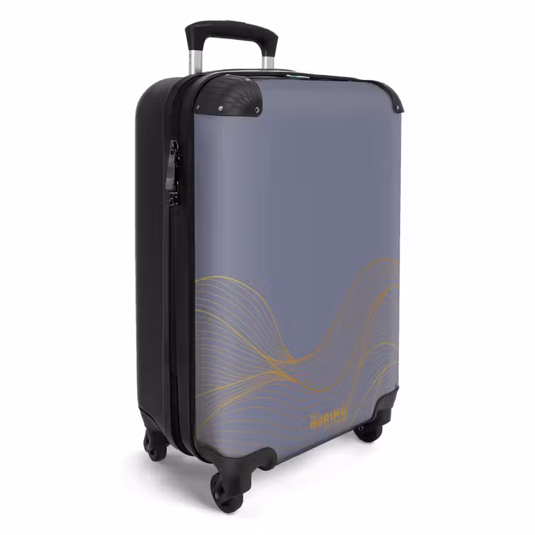 Minimal - Grijsblauw met gouden golven NBS - Handbagage koffer - Unisex middel -productfoto_3d