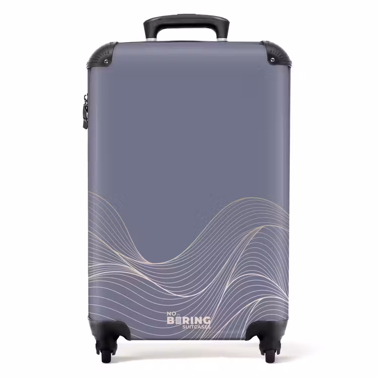 Minimal - Grijsblauw met golven NBS - Handbagage koffer - Unisex middel -productfoto_recht