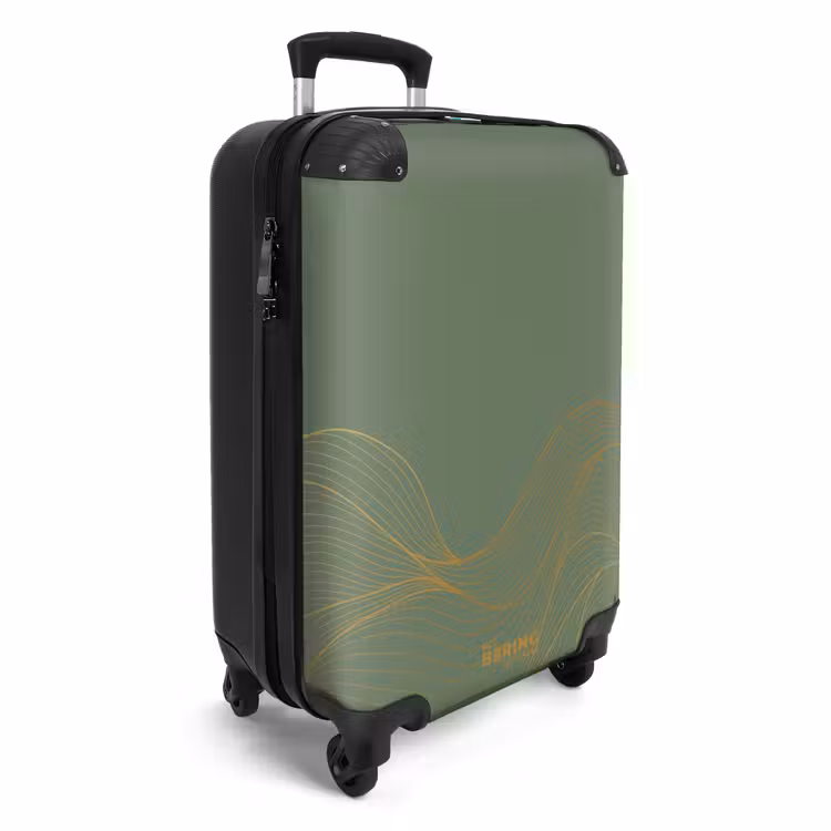 Minimal - Grijsgroen met gouden golven NBS - Handbagage koffer - Unisex middel -productfoto_3d