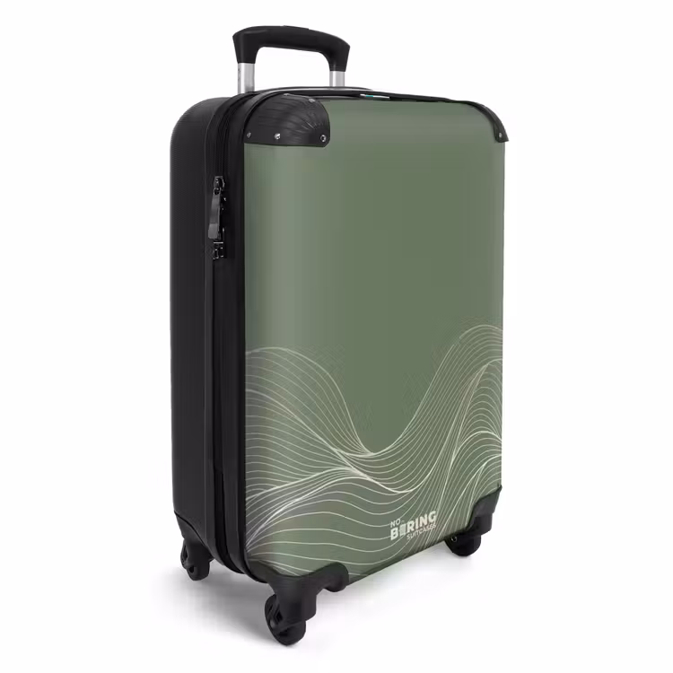 Minimal - Grijsgroen met golven NBS - Handbagage koffer - Unisex middel -productfoto_3d