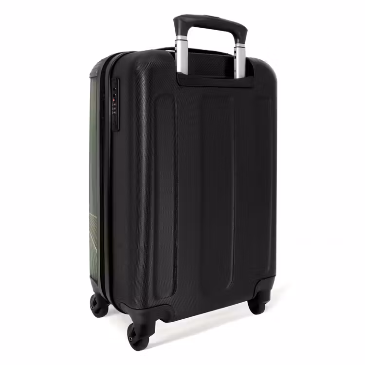 Minimal - Grijsgroen met golven NBS - Handbagage koffer - Unisex middel -achterkant