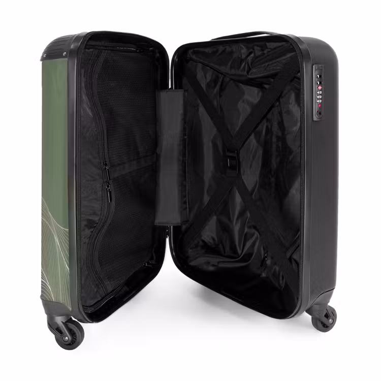 Minimal - Grijsgroen met golven NBS - Handbagage koffer - Unisex middel -binnenkant