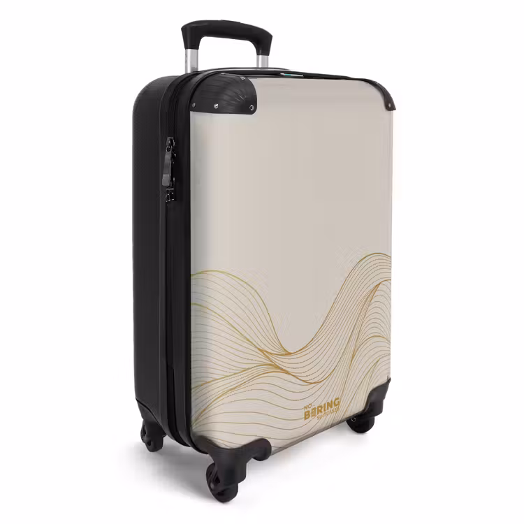 Minimal - Licht beige met gouden strepen NBS - Handbagage koffer - Unisex middel -productfoto_3d