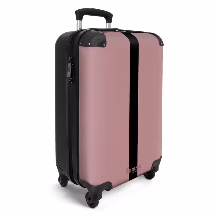 Minimal - Zacht oudroze met zwarte streep NBS - Handbagage koffer - Unisex middel -productfoto_3d