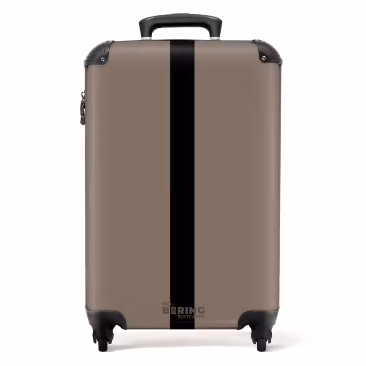 Minimal - Taupe met zwarte streep NBS - Handbagage koffer - Unisex middel -productfoto_recht