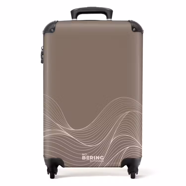 Minimal - Taupe met golven NBS - Handbagage koffer - Unisex middel -productfoto_recht