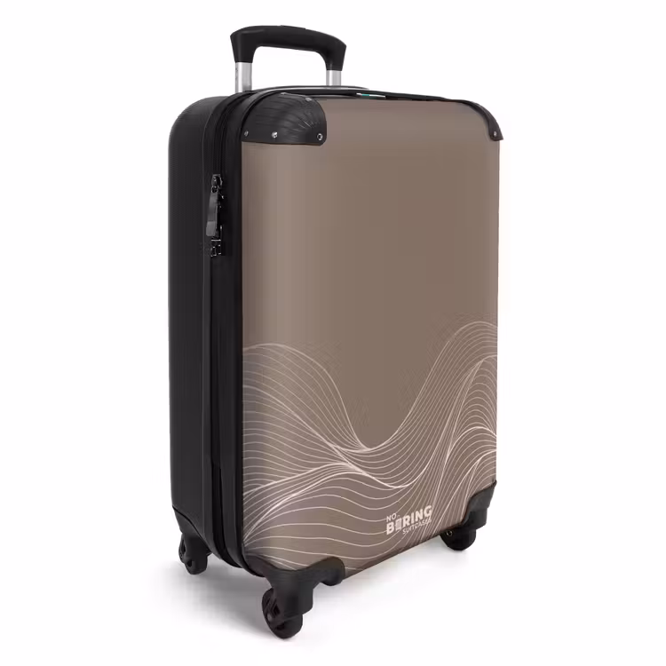Minimal - Taupe met golven NBS - Handbagage koffer - Unisex middel -productfoto_3d