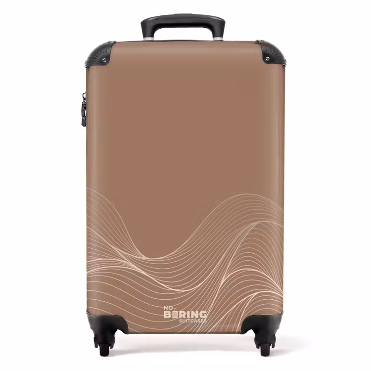 Minimal - Warm bruin met golven NBS - Handbagage koffer - Unisex middel -productfoto_recht